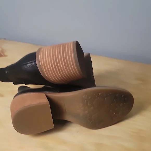 Korks By KORKS Ease Black Ankle Boots Chunky Stacked Heel - Picture 7 of 9